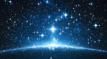 Wall Mural - sky stars, starry night blue starlight shine in dark space universe background. twinkling and blinki
