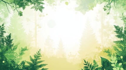 International Day of Forests abstract background. Featuring fresh greens, browns, and whites. Highlighting nature conservation, biodiversity, and climate action. Perfect for environmental campaigns