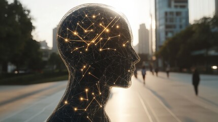 Poster - Futuristic AI Interaction with Tech Elements in Bright Light