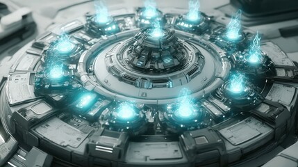 Poster - High-Tech Systems with Glowing Effects on White Background