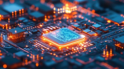 Poster - Modern Circuit Board with Soft Glowing Effects