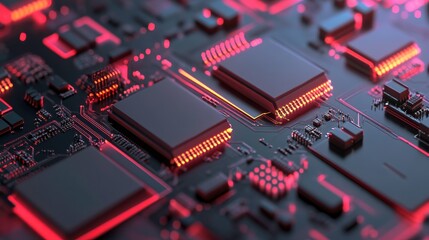 Poster - Vibrant Technology Circuit with Glowing Effects