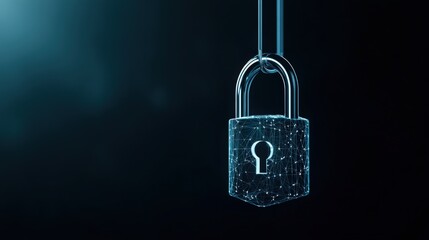 Poster - Futuristic Digital Padlock Glowing in Dark Space, Representing Cybersecurity, Data Protection, and Privacy in Modern Technology Environment