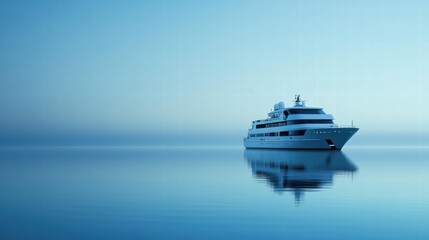 Fototapete - Luxury cruise ship navigating through serene waters with ample copy space for text placement and advertising opportunities. Generative AI