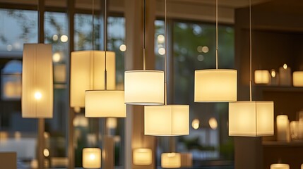 Sticker - Elegant pendant lamps illuminating modern interior decor