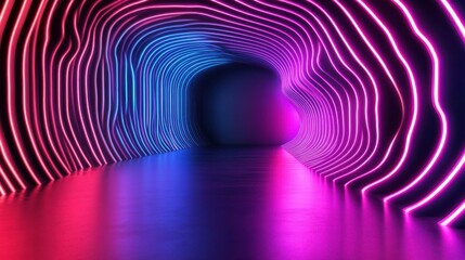 Poster - Vibrant Abstract Tunnel with Neon Lines