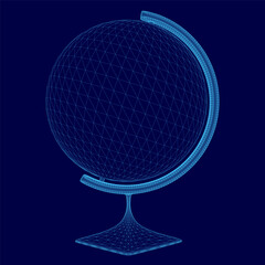 Poster - Blue globe with a wireframe. The globe is a 3D model