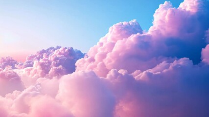 Aufkleber - Fluffy pink clouds against a blue sky, dreamy atmosphere. Nature and tranquility concept