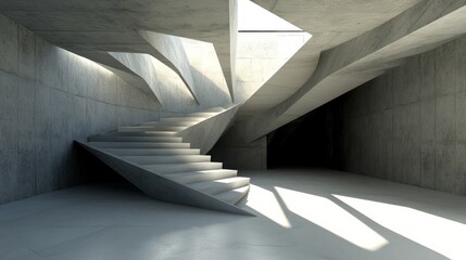 Poster - Modern Staircase with Geometric Design and Natural Light