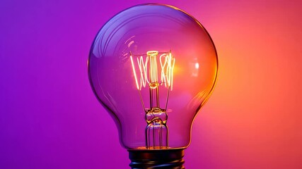 Aufkleber - Glowing incandescent light bulb with purple background, concept of innovation and creativity