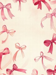 Leinwandbilder - Whimsical Valentines Day design featuring hand drawn pink bows with ample copy space for personalized messages. Generative AI