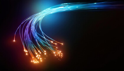 Poster - Illuminated Fiber Optic Cables Creating Dynamic Light Patterns