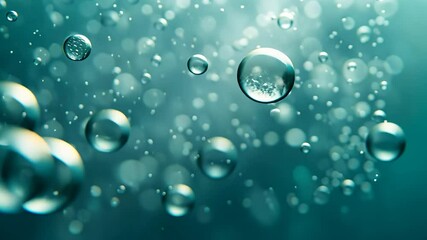 Poster - Bubbles floating underwater with bokeh effect
