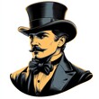 © lestari - Vintage gentleman portrait, top hat, mustache, bow tie.
