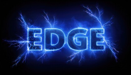 Poster - Electric Blue Neon Text with Lightning Effects