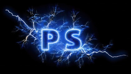 Poster - Electrifying Blue Lightning Effects with PS Text