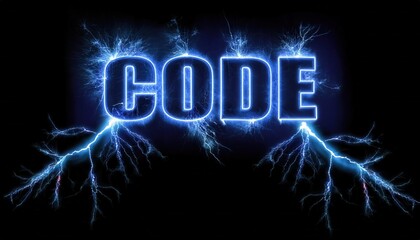 Poster - Illuminated Electric Code Concept with Lightning Effects