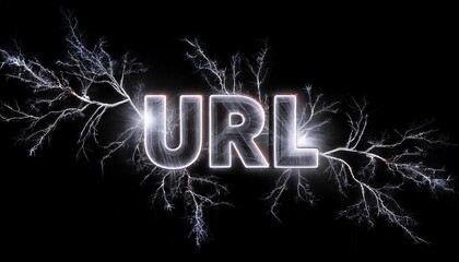 Poster - Electric URL Typography with Lightning Effects Background