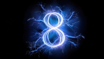 Poster - Electrifying Blue Number Eight in Dynamic Energy Burst