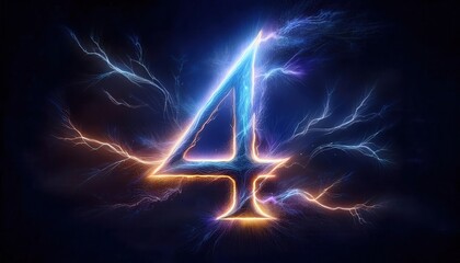 Poster - Explosive Lightning Effects Featuring the Number Four