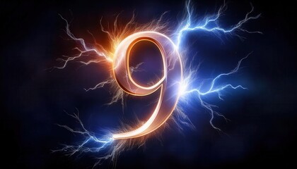 Poster - Electric Number Nine with Lightning Effects