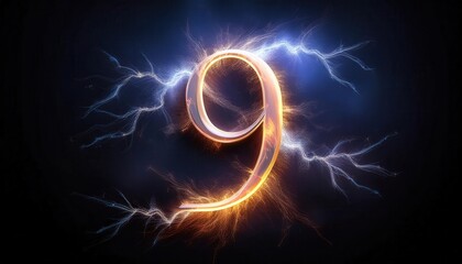 Poster - Electric Number Nine with Lightning Effects