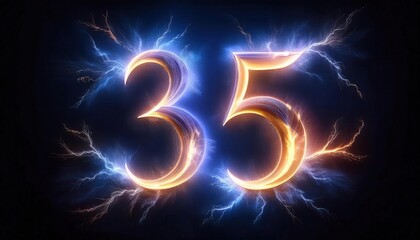 Poster - 35 Lightning Number Art with Electric Effects