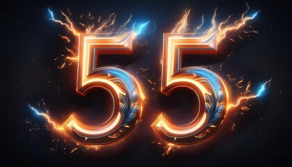 Poster - Vibrant Electric 55 with Lightning Effects and Floral Designs