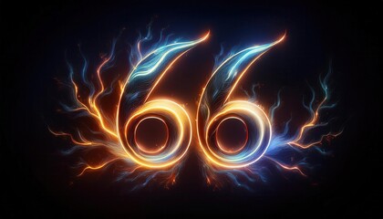 Poster - Energetic and Colorful Abstract Representation of Number 66