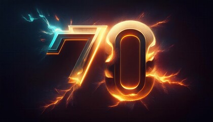 Poster - 70th Anniversary Celebration Graphic Design with Electric Effects