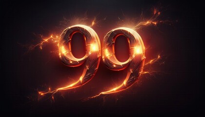Poster - Glowing and Electrifying Number Ninety-Nine Design