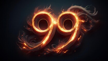 Poster - Dynamic Fiery Design Featuring the Number 99