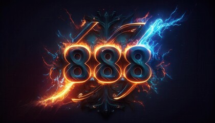 Poster - Mystical Digital Design Featuring Glowing Number 888