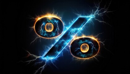 Poster - Electric Percentage Symbol with Dynamic Lightning Effects