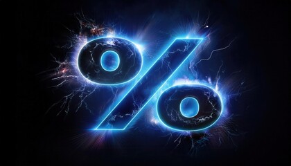 Poster - Brilliant Neon Percentage Sign with Electric Effects