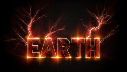 Poster - Dynamic Electric Earth Text Design with Lightning Effects
