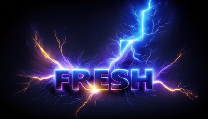 Poster - Fresh Electric Neon Sign with Lightning Effects