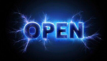 Poster - Open Neon Sign with Electric Visual Effects