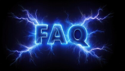 Poster - Dynamic FAQ Graphic with Electric Blue Lightning Effect