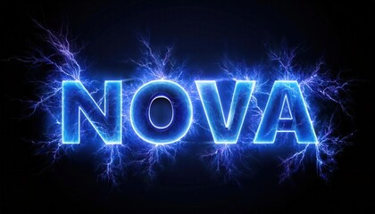 Poster - Nova Text Effect with Electric Blue Glow and Sparks