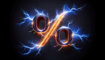 Poster - Electric Percentage Symbol with Lightning Effects