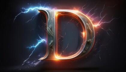 Poster - Dynamic 3D Letter D with Electric Effects