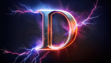 Poster - Dynamic and Colorful Letter D with Lightning Effects