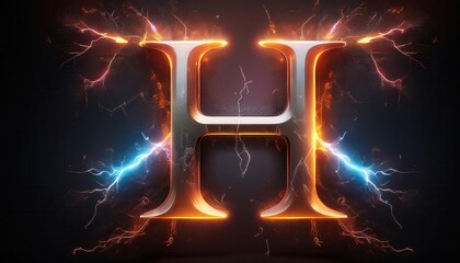Poster - Electric and Dynamic Letter H Design with Lightning Effects