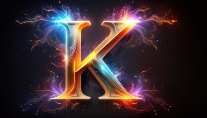 Poster - Illuminated Letter K with Colorful Light Effects