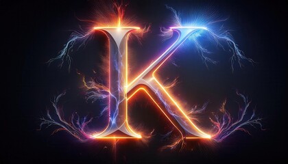 Poster - Stylized Letter K with Electric Effects and Colors