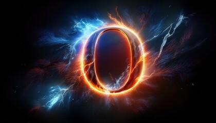 Poster - Illuminated Letter O with Electric Energy Effects
