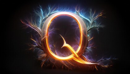 Poster - Illuminated Letter Q with Ethereal Energy Effects