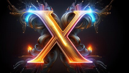 Poster - Vibrant and Dynamic Letter 'X' in Artistic Design