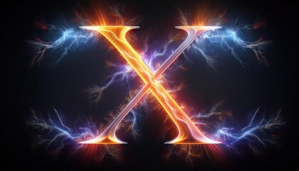 Poster - Illuminated Letter X with Electric Energy Effects